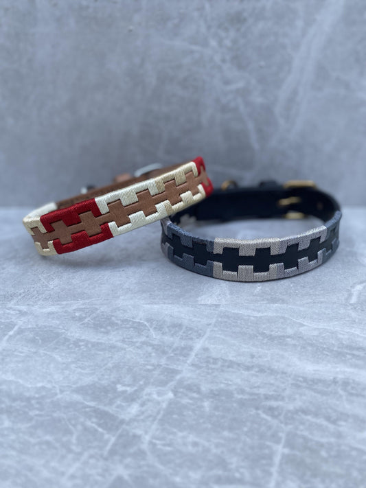 Broderet læder halsbånd Halsbånd Nordicbands.dk